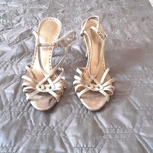 GIANNI BINNI  Metallic Gold Ultra Suede Dress Sandals  Size:  10M